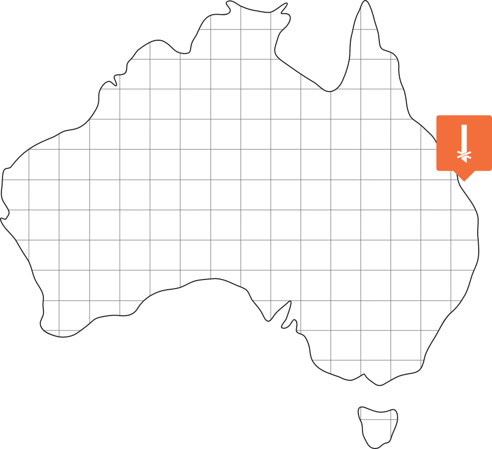 Map of Australia with office location