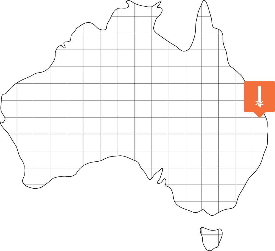 Map of Australia with office location